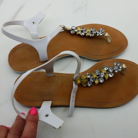 Ivanka Trump Rhinestone Jewel Strappy Sandals Shoes Sz - Picture 9 of 16